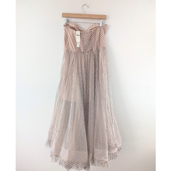 Anthropologie Maeve Strapless Polka Dot Tulle Midi Dress - Picture 4 of 15